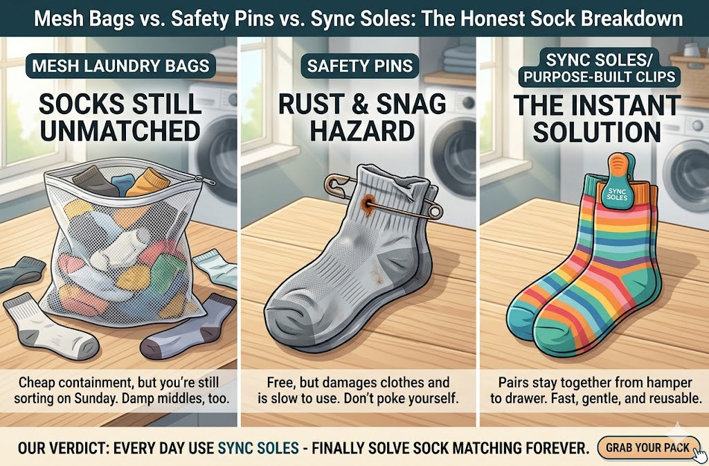 Mesh Bags vs. Safety Pins vs. Sock Clips: The Honest Breakdown